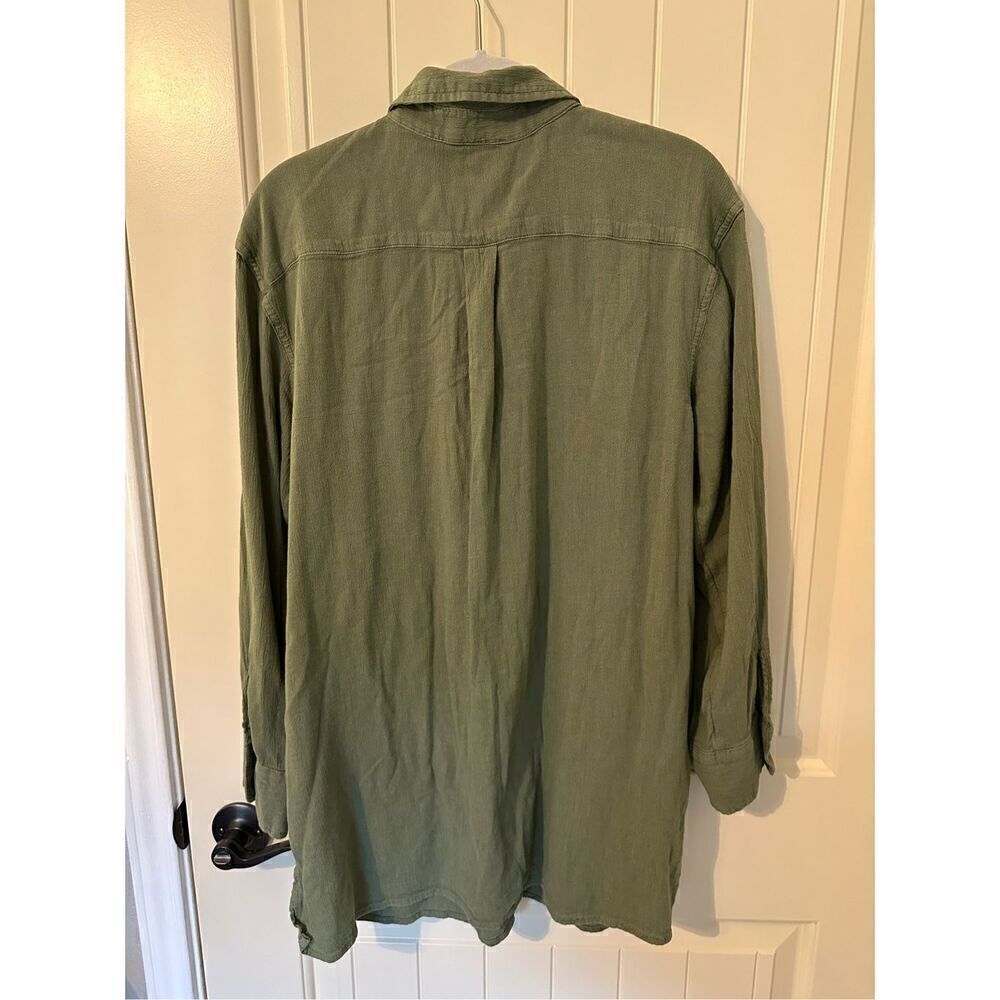 Aerie Button Front Green Long Sleeve Lightweight Collared Top Women’s Small - Picture 5 of 7